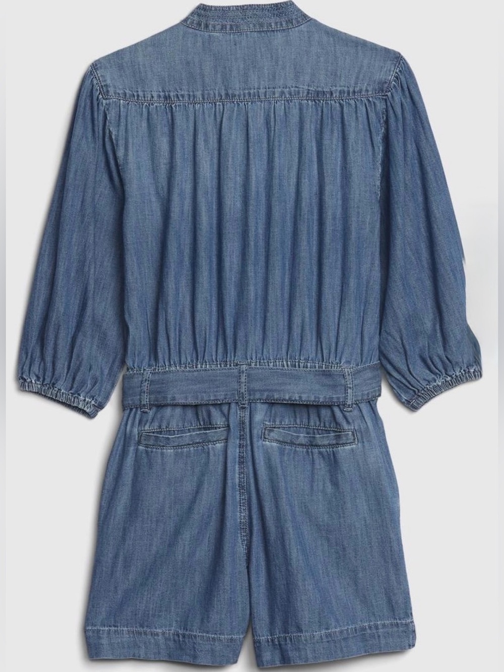 NWT GAP Kids Denim Long Sleeve Romper with Belt - Size XL Girls - Picture 7 of 11